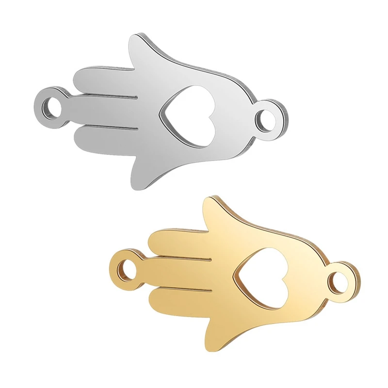 

Stainless Steel Necklace Bracelet Charms Accessories Findings for DIY Gift Jewelry Making Hand Heart Shaped Charm Pendants