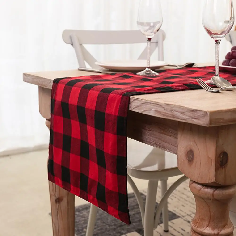 Рождественская скатерть в клетку тканевый коврик с рисунком Женский