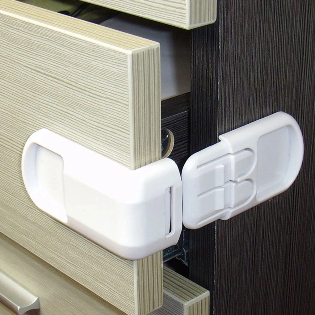 

Dropshipping 4 Pcs Multifunctional Baby Child Safety Lock Double Snap Fastener Drawer Cabinet Door Right Angle Child Protection