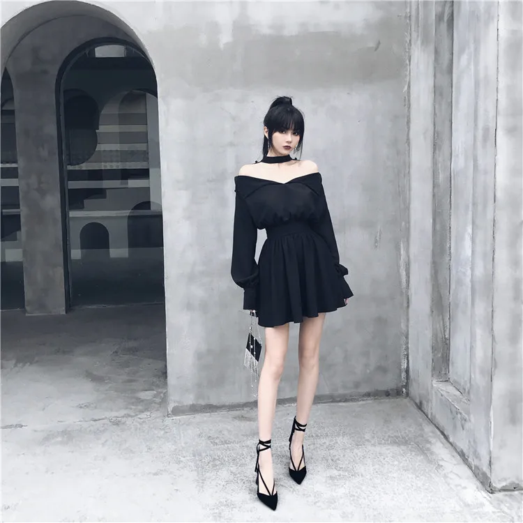 Ruibbit/Новое поступление хит продаж новое весенне осеннее черное платье в стиле