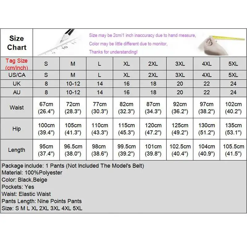 

Women Ankle-Length Pants VONDA Summer Solid High Elastic Waist Pleated Bottoms Plus Size Women's Trousers 5XL Overalls Femme