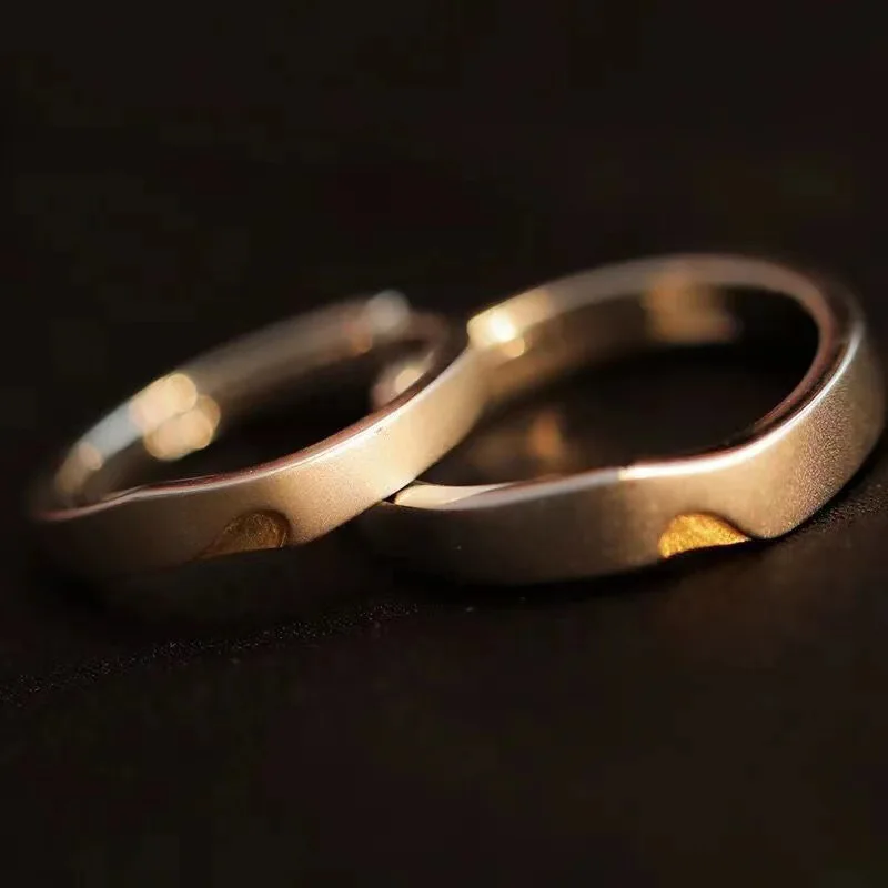 

New couple silver color heart to heart long distance relationship adjustable ring fashion trend jewelry gift JZ004