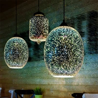 modern 3d plating glass colorful starry sky hanging pendant lamp lights e27 led for kitchen restaurant living room
