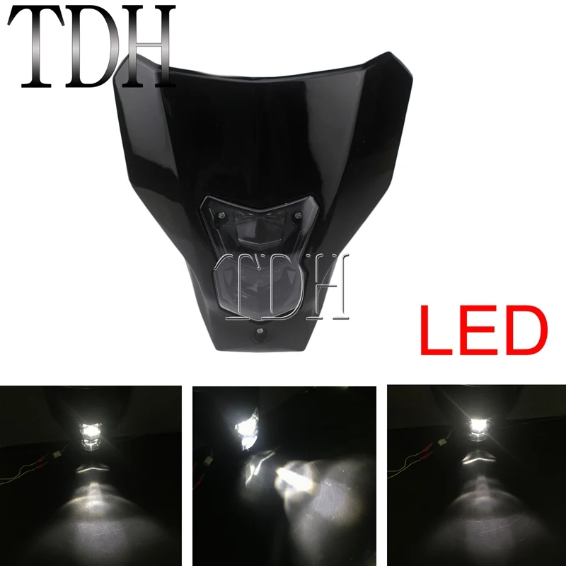 LED Black Светодиодный H4 мотокросса грязи велосипед фара HI/LO луч передняя лампа для Honda CRF450L CRF450XR CRF250R CRF450R CRF X/R - Цвет: LED Black