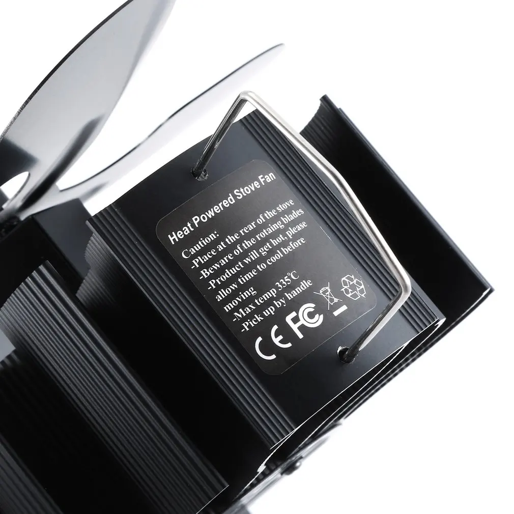 Вентилятор для камина черный с 4 лопастями экологически чистый и тихий домашний