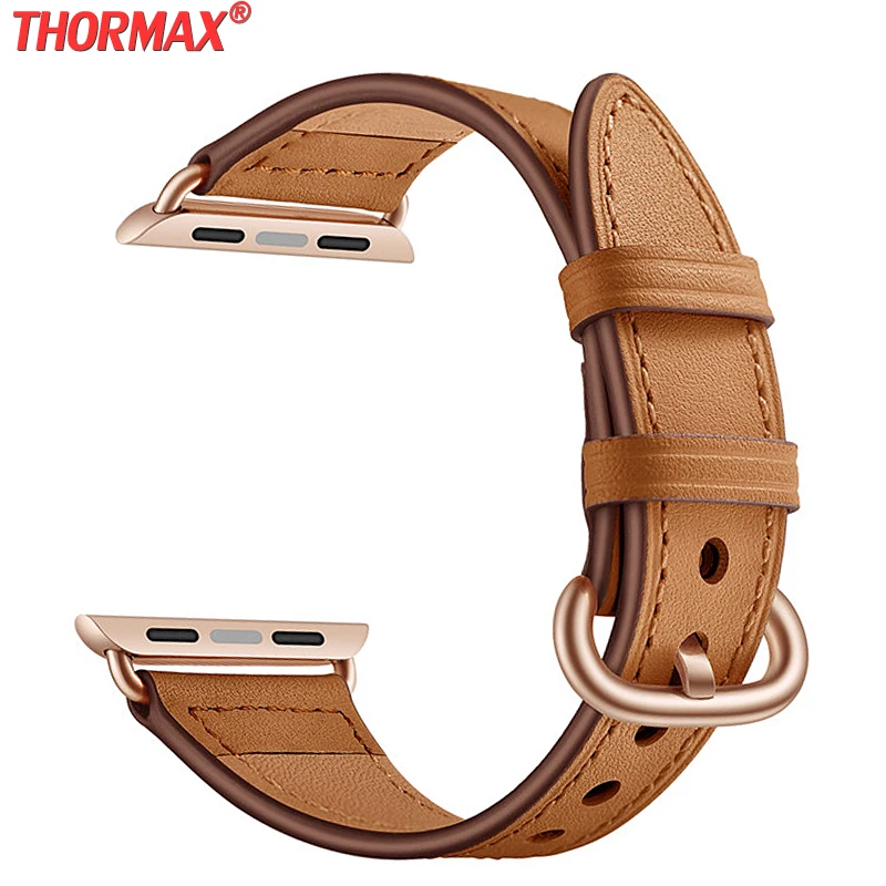 Тонкий ремешок в форме талии для Apple Watch 38 мм 40 42 44 кожаный iWatch Series 5/4/3/2/1