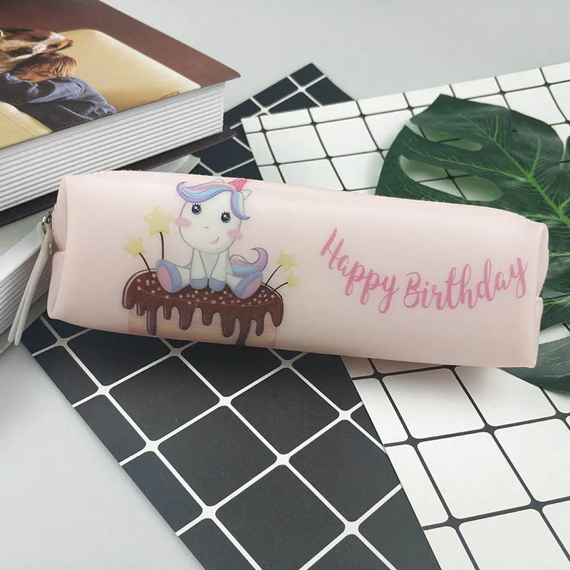 Милые силиконовые чехлы для карандашей коробка пенал Kawaii с единорогом сумки