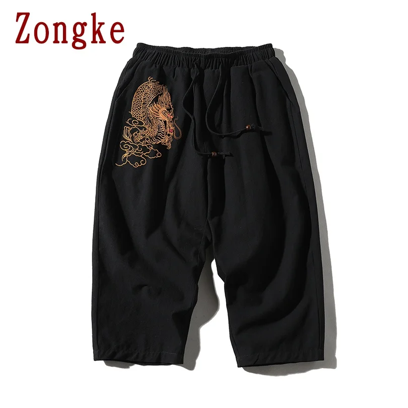 

Zongke Dragon Embroidery Men's Pants Harajuku Men Clothing Black Pants Korean Style Streetwear Trousers M-5XL 2021 New Arrivals