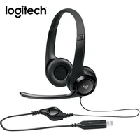 logitech h390 computer headphones hands free gaming meeting video usb stereo headset with mic for laptop pc gamer home office