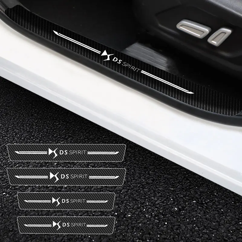 

4X Car Stickers Anti Scratch For DS 3 4 4S 5 5LS 6 7 9 Door Sill Protector ​Car Threshold Protection Carbon Fiber Car Stylin
