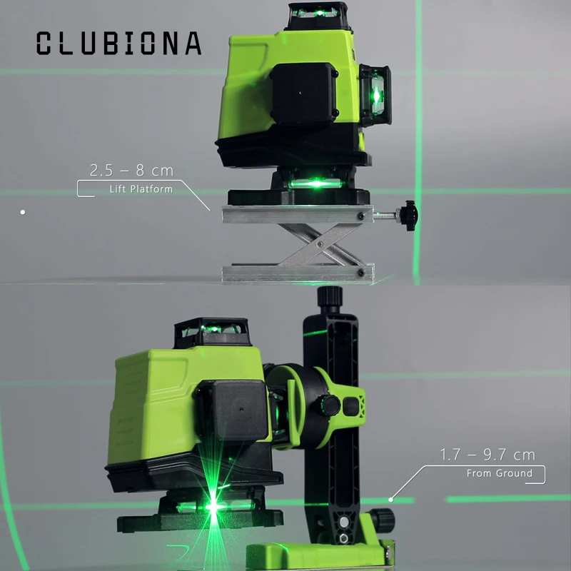 Clubiona IE12 немецкий лазерный модуль напольный и настенный Мощные зеленые линии дистанционного управления 3D лазерный уровень с литий-ионной батареей