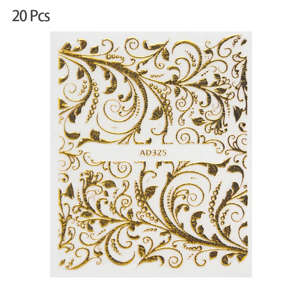 20pcs Water Nail Sticker Gold Flower Vine Diamond Necklace Art Decals Sets | Красота и здоровье
