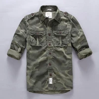 army tactical camouflage cotton cargo mens shirt mens long sleeve print safari style military shirt coat