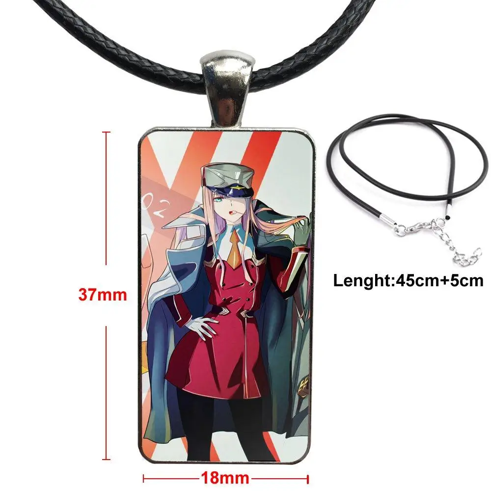 

For Women Wedding Darling In The Franxx Zero Two Design Fashion Vintage Glass Women Rectangle Necklace Pendants