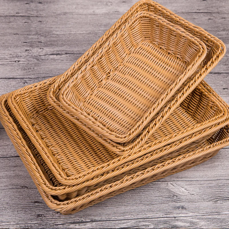 

Handmade Simulation Rattan Woven Basket Pastoral Style Household Items Fruit Bread Candy Small Items Storage Basket