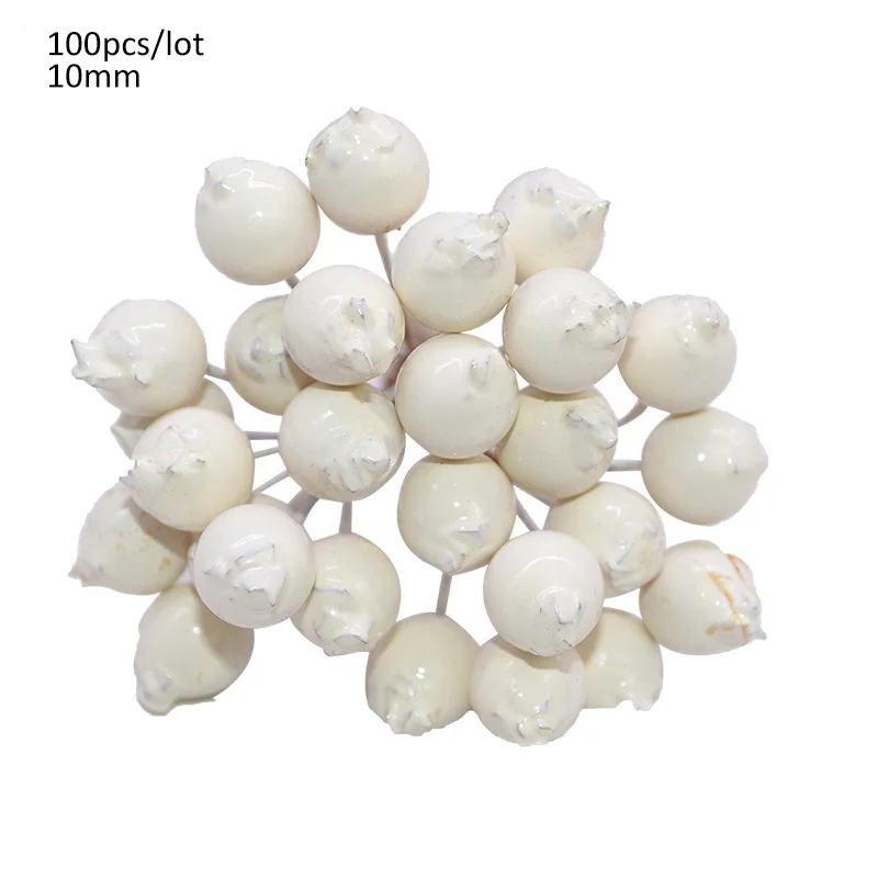 1 Set White Artificial Flower Fruit Stamens Cherry Christmas Plastic Pearl Berries for Birthday DIY Gift Box Decorated Wreaths