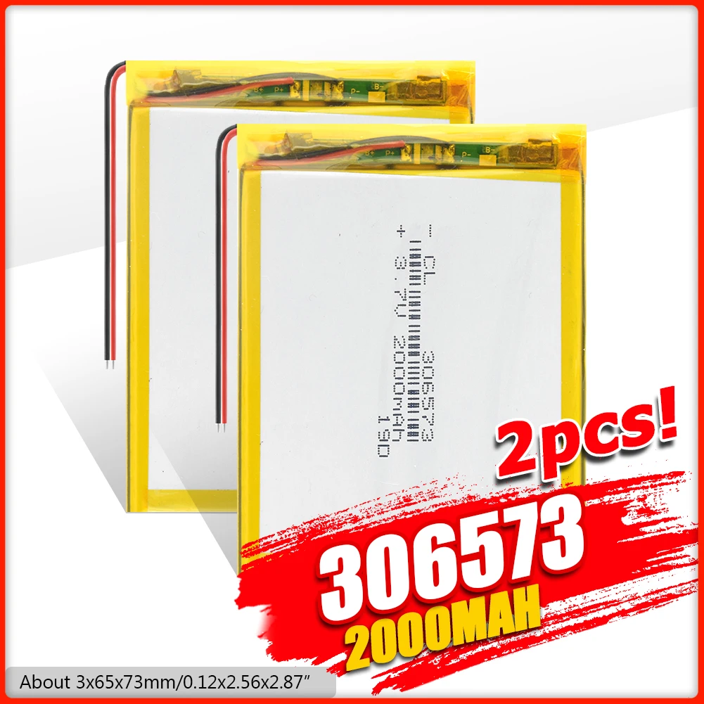 

YCDC 3.7V 306573 2000mAh Li-Po Rechargeable Batteries For GPS PDA Camera PSP Toys Remote Lithium Polymer Battery Replacement