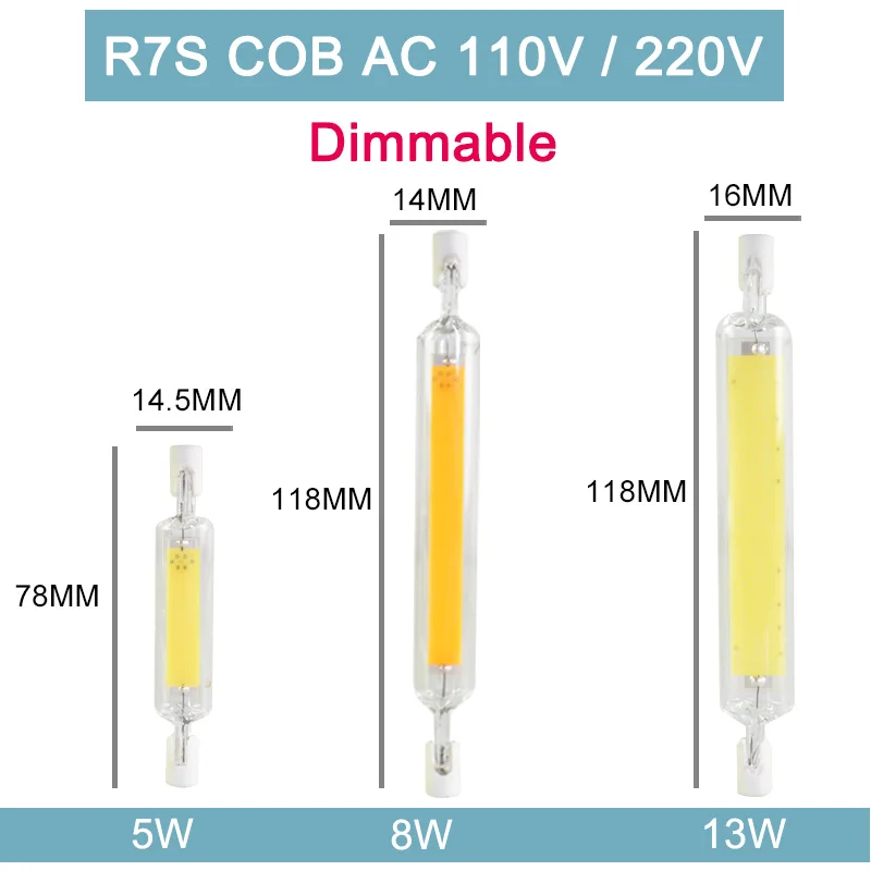 Светодиодная лампа R7S COB стеклянный светильник точечного света сменная