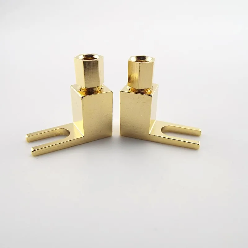 

5pcs Y Spade Right Angle 4mm Banana Plug Speaker Cable Gold Plated for Audio Connector Wire Electrical Socket Plugs Adaptors