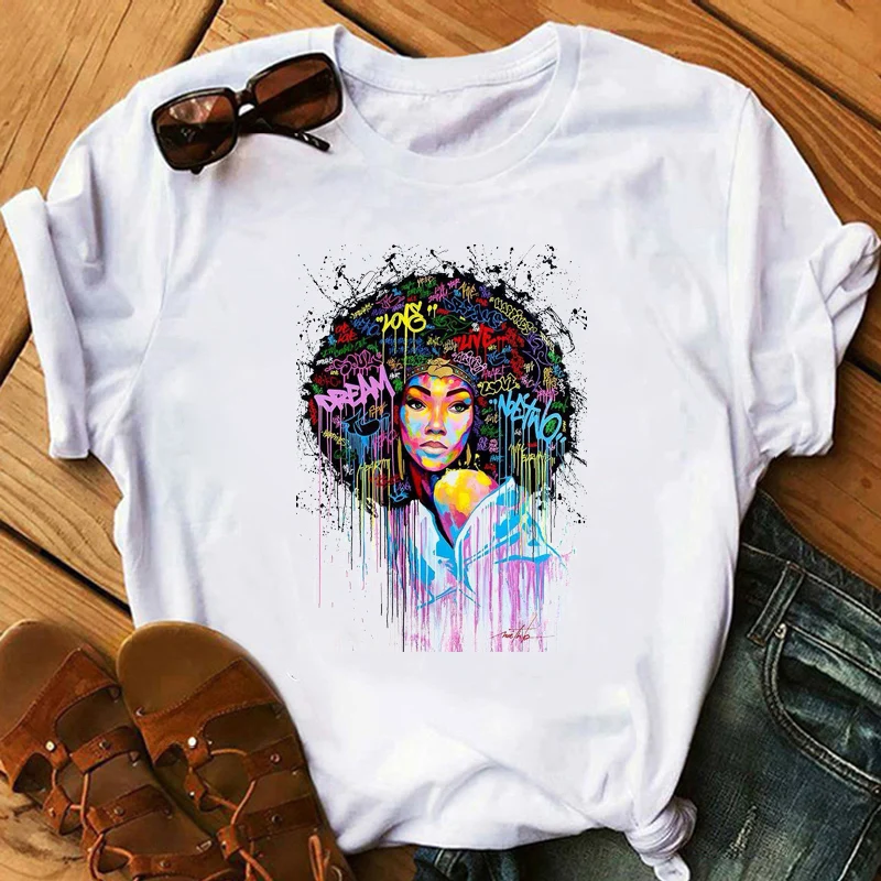 

Powerful Afro Lady Graphic TShirt I'm Dripping Melanin Women T Shirts Princess Queen Afro Hair Style Shirt Melanin Queen Tees