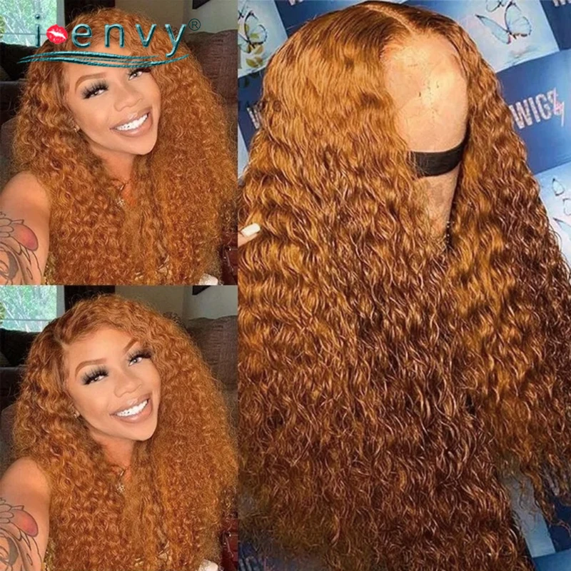 Curly Human Hair Wigs For Women Ginger Blonde Lace Frontal Wig Kinky Curly Brown Lace Front Wigs Pre Plucked Peruvian Remy Hair