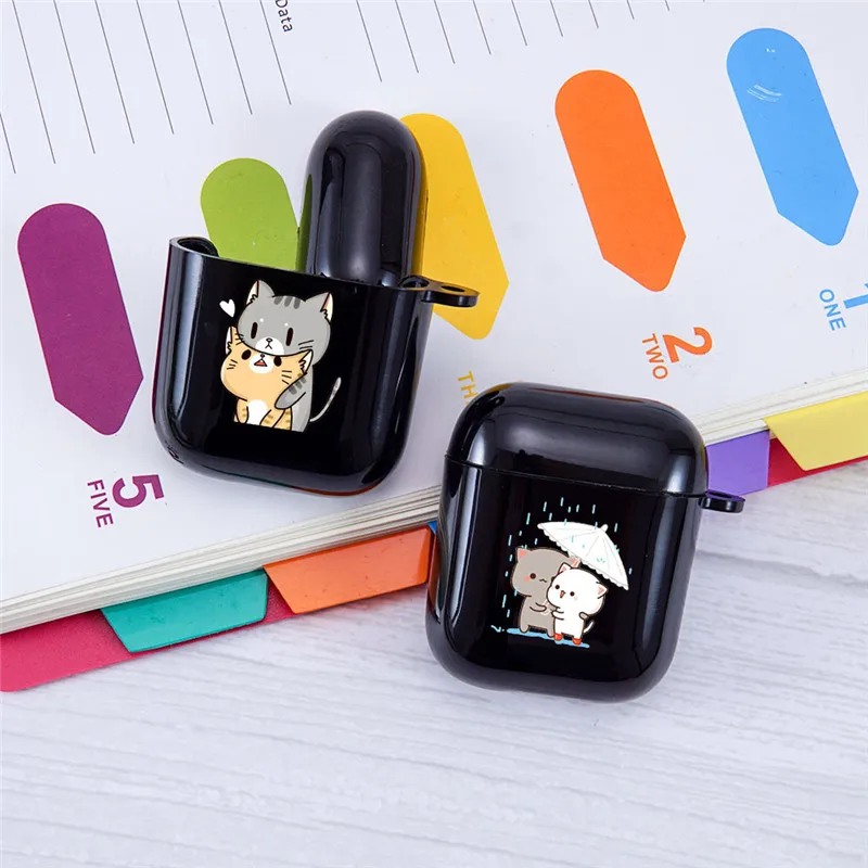 

Милые чехлы для наушников I LOVE U CoupleCute с серым котом для Apple Airpods 1 2, чехол для наушников с Bluetooth, чехол для зарядного устройства, чехол, сумка