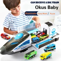 newest 13pcs childrens train toys large scale receivable track puzzle early teaching fun car model inertial light music