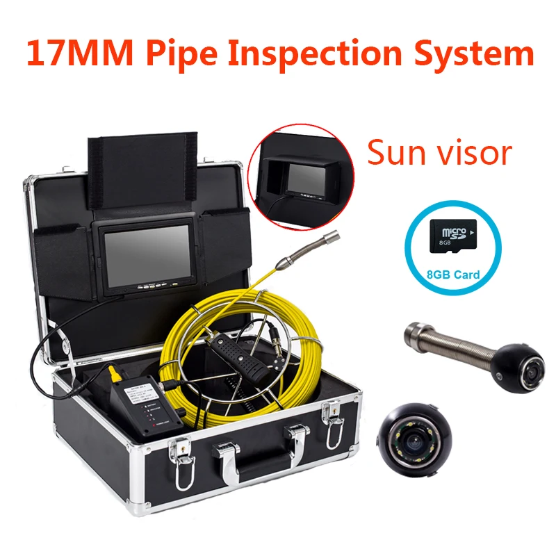 

7inch LCD Monitor Underwater Pipe Sewer&Wall Inspection Endoscope Camera Waterproof 17mm Lens 20M/30M/40M/50M/ Cable