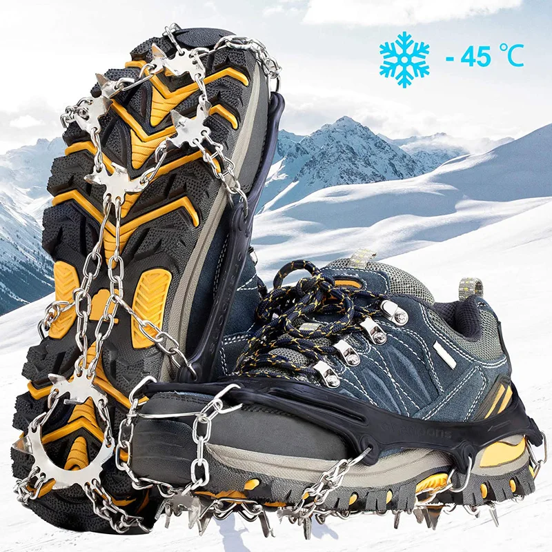

Mountaineering Silicone Non-slip Shoe Covers Crampons 19 Teeth Claws Micro Spikes Footwear Ice Traction System Crampons