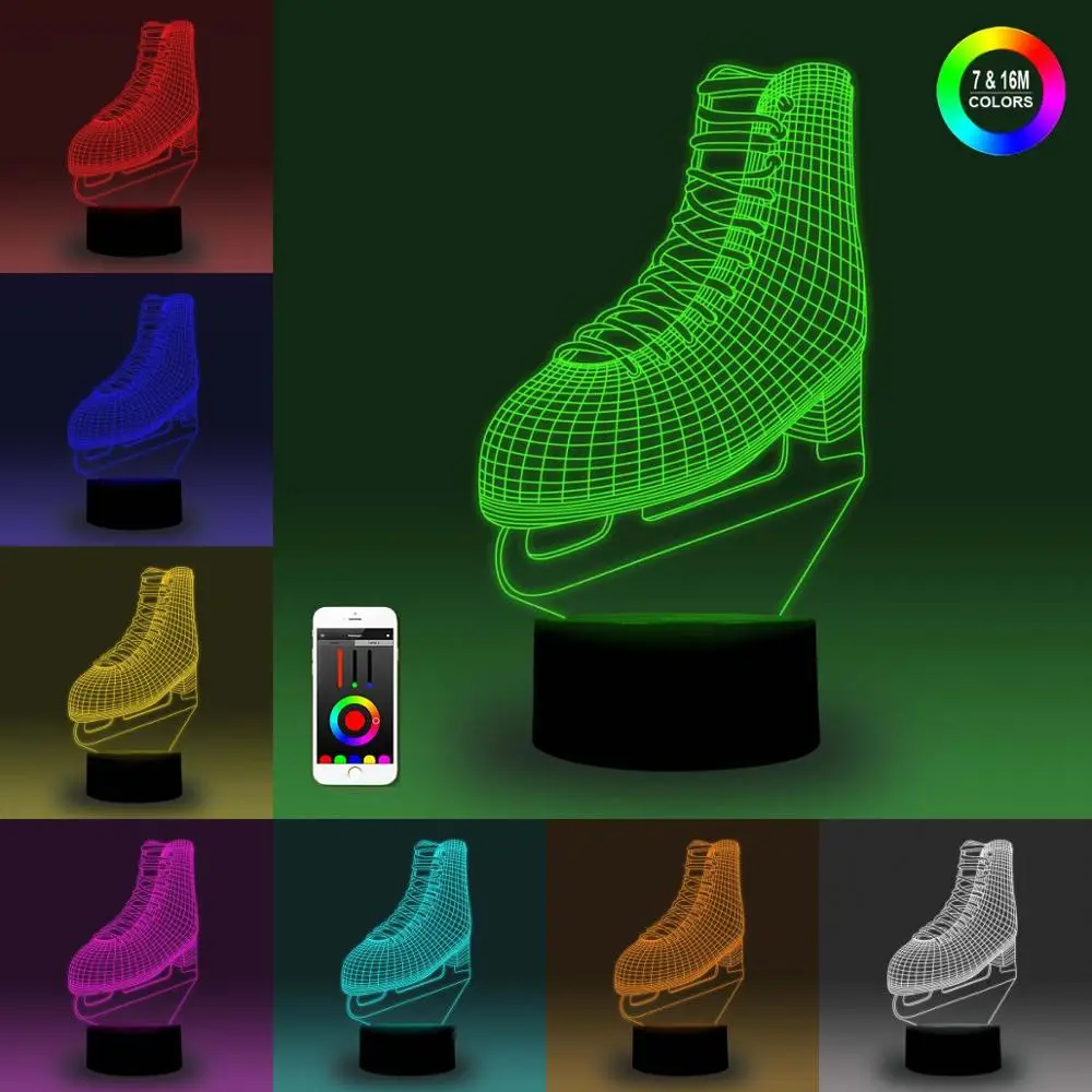 NiteApps 3D коньки для фигурного катания ночник настольная Иллюзия украшение лампа