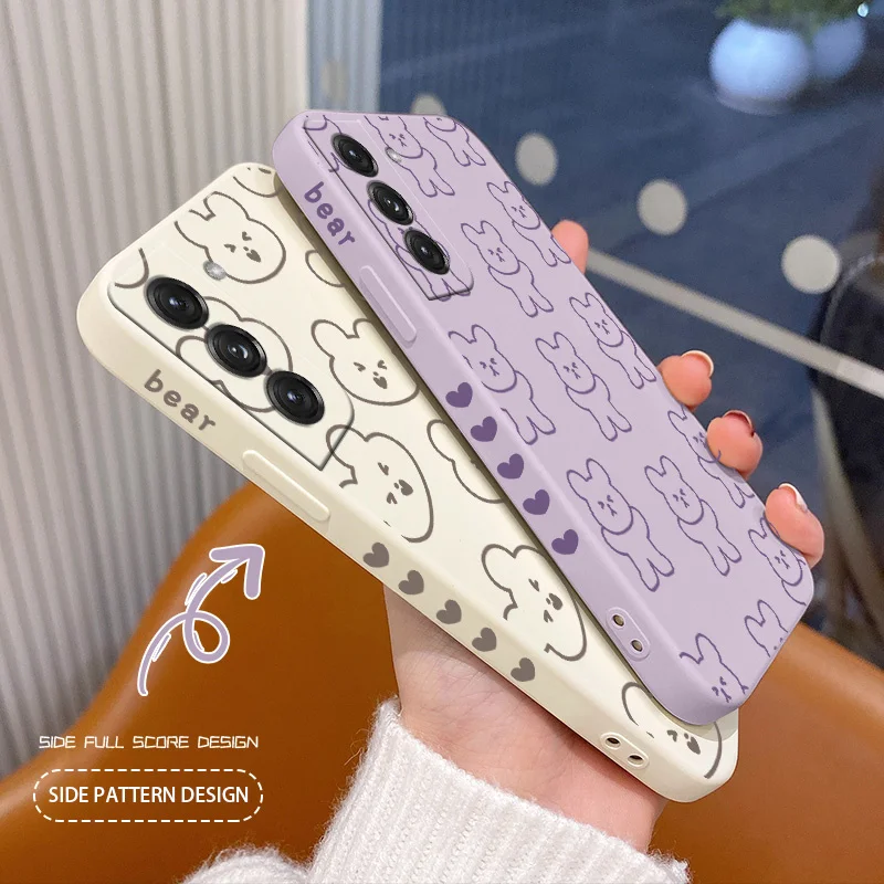 

Simple Bear Phone Case For Samsung Galaxy S21 S20 FE S10 Note 20 10 Ultra Plus A72 A52 A42 A32 A71 A51 A41 A31 A21S Cover
