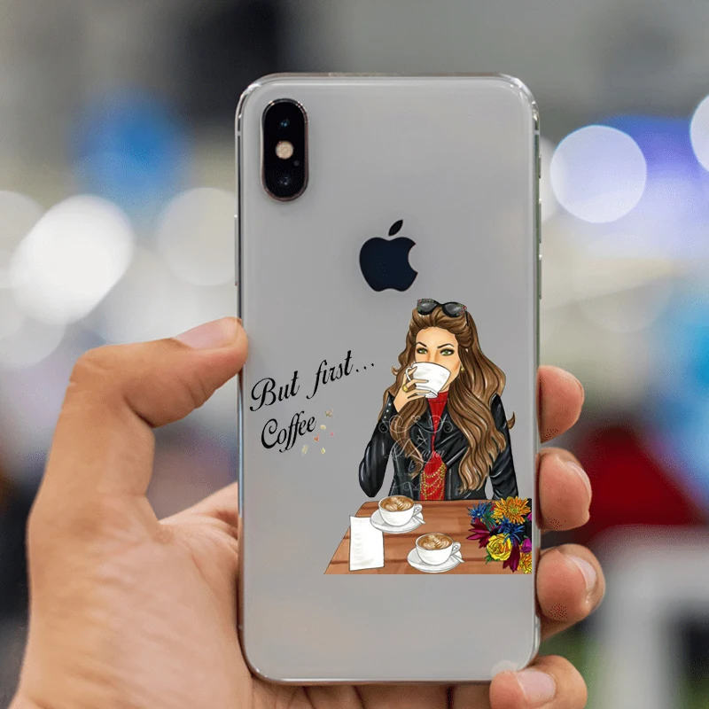 TPU VOGUE queen Princess женский силиконовый чехол для телефона boss coffee из ТПУ для iphone 11 11Pro 5C 6 6S 7 8 Plus 5s 5 SE X XR XS Max - Цвет: TPU
