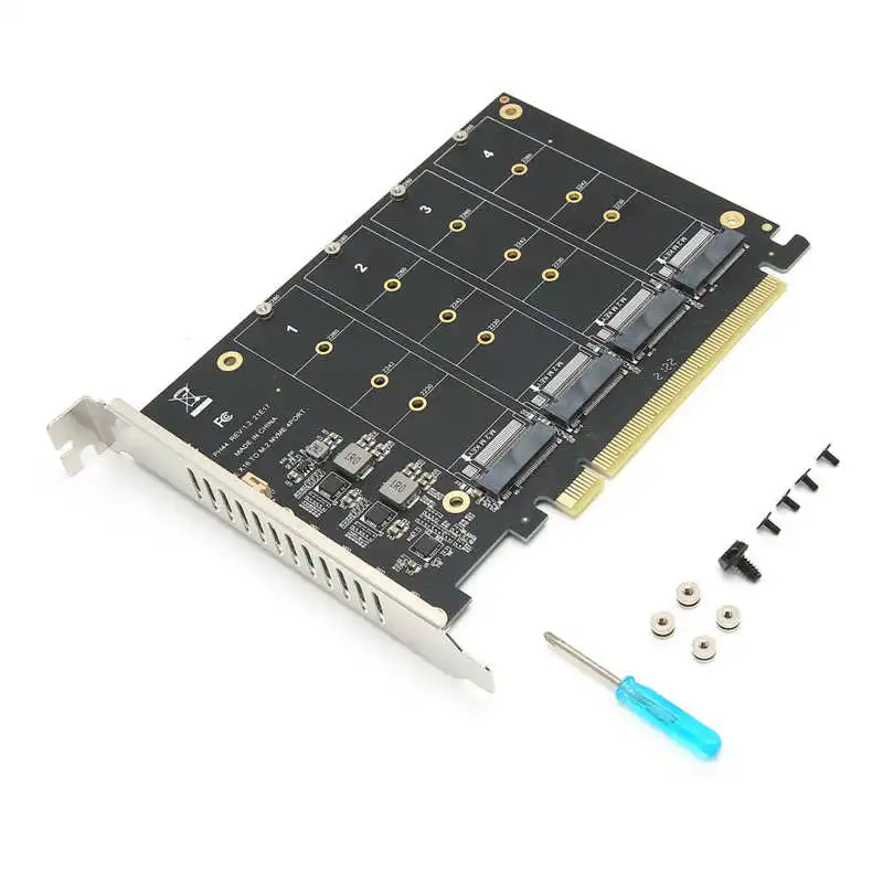 Карта адаптера 4 порта M.2 NVMe SSD на PCIE X16 M Key жесткий диск конвертер считыватель