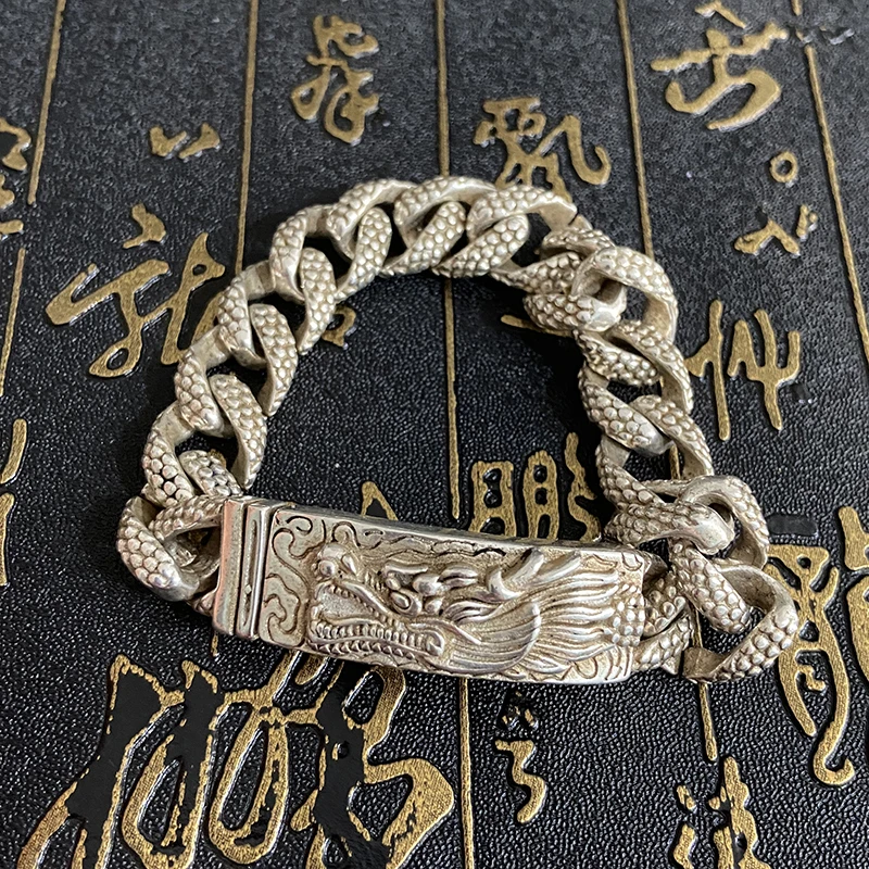 Белый латунный 12 зодиакальная головка дракона браслет ретро медный панк хип-хоп
