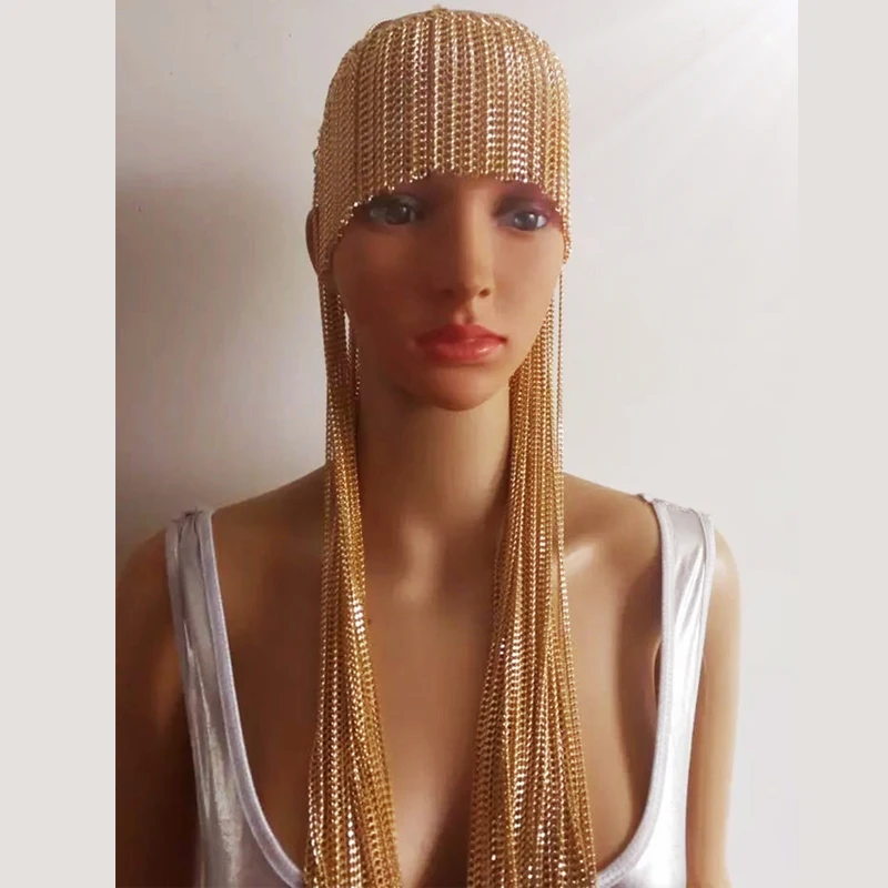 Новый Бар Женский DJ DS GOGO Одежда для танцев Египет металлической цепью парик