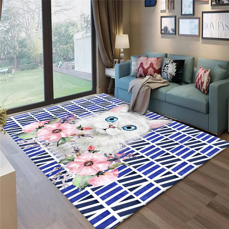 

Modern Children'S Carpet Baby Cartoon Animal Pattern Game Carpet Cat/Fox/Owl 3D Printed Soft Carpet Kids Play Crawling Non-Slip