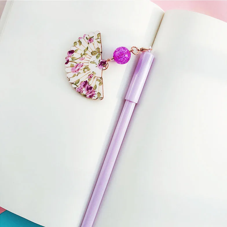 Китайский Стиль творчества гелевая ручка деревянная вентилятор кулон с черной