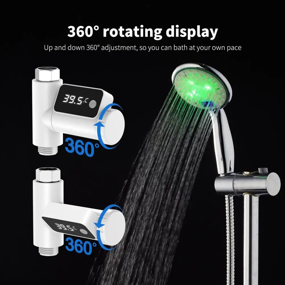 

LZD-E6 Digital Shower Thermometer Quick Measurement 360 Rotation Anti-Leaking LED Display Water Temperature Monitor for Baby