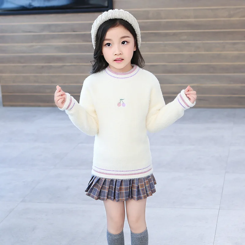 Детский зимний свитер пуловер водолазка для маленьких девочек топ детей 4 От 5 до