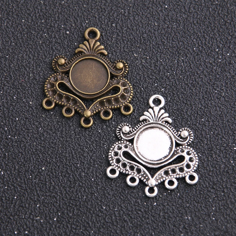 6 шт. 10 мм Внутренний размер два цвета круглый полый низ с покрытием Камея База