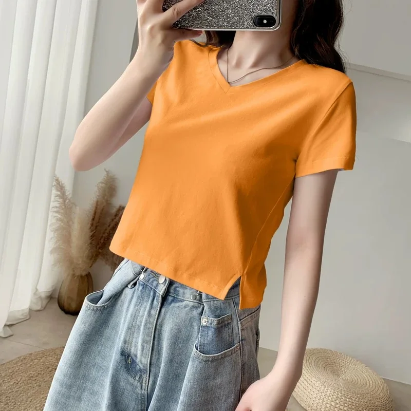 

Fashion Women silver Tops T-shirts Female 2019 Summer