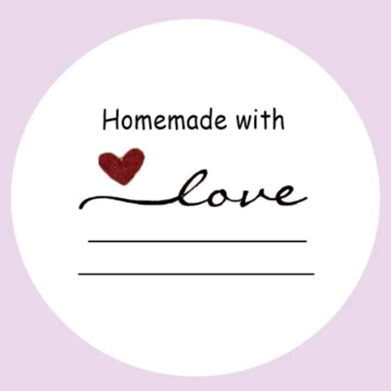 

Homemade with Love Sticker with Lines for Writing Round Gift Tags, Gift Stickers, Handmade Stickers 500 Labels Per Roll