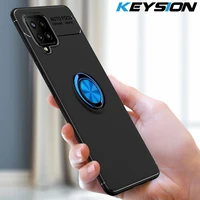 keysion shockproof case for samsung a12 a32 a42 5g soft silicone ring stand phone back cover for galaxy a02s a20s a21s a32 4g