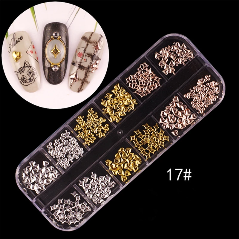 1 коробка DIY ногтей блестки полые сплав цветной жемчуг Глаза Лошади 3D Стразы