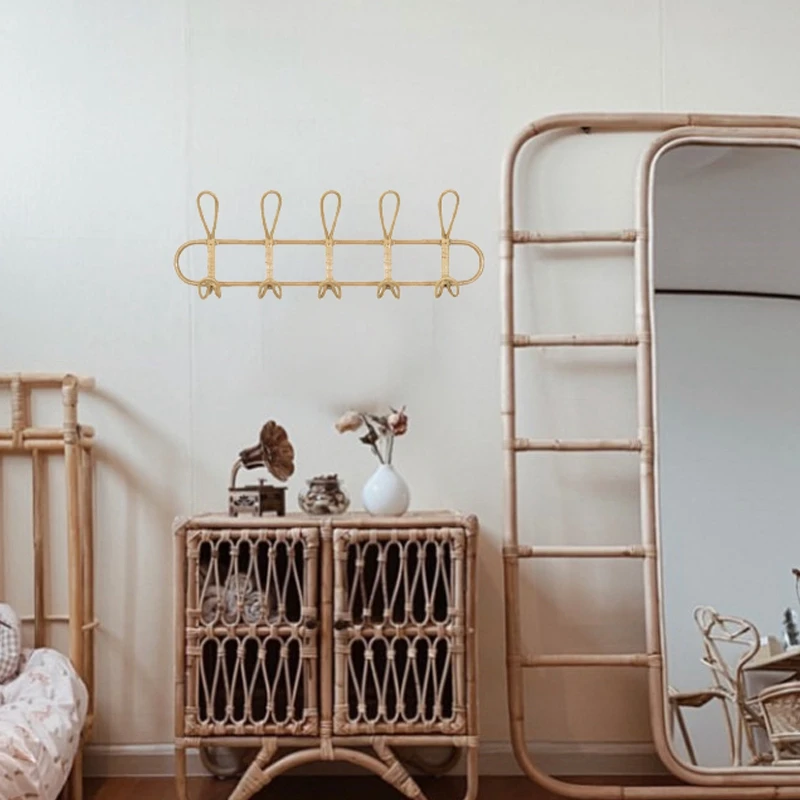 Nordic Винтаж ротана Muur для ключей) Kleding мотыгой Opknoping Haak хаак Вешалки Voor дома