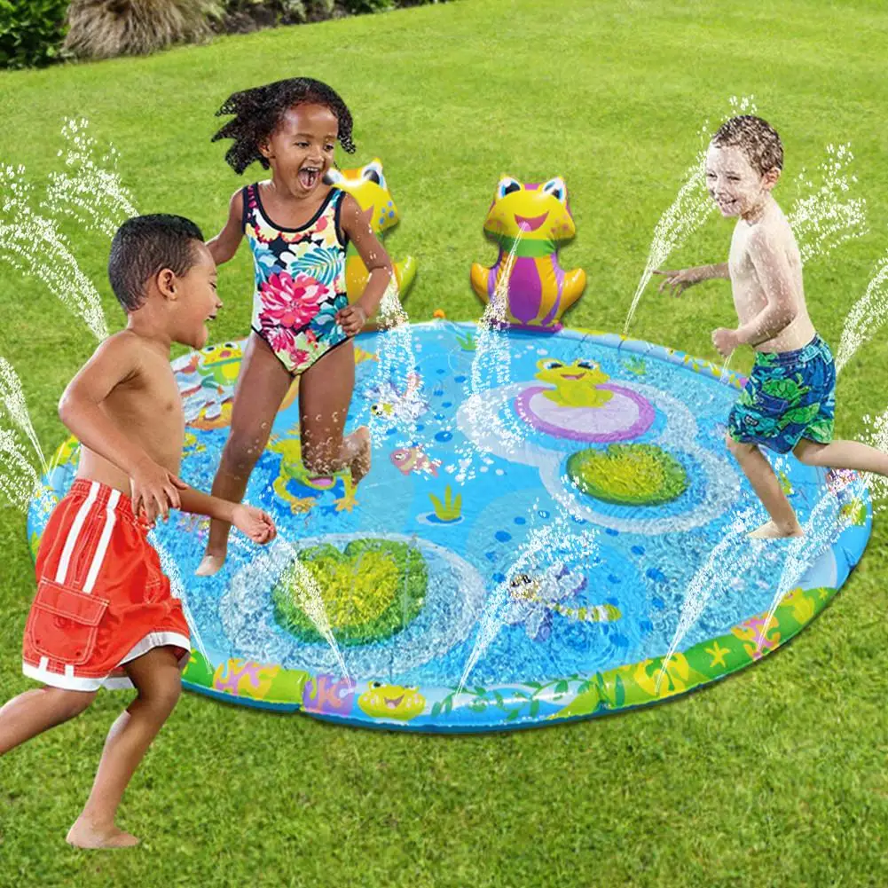 

High Quality Children's Sprinkler Mat 3D Frog Shaped Water Spray Pad Toy Game Cushion for Outdoor Lawn Garden practical