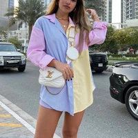 summer clothes for women long sleeve shirt high waist shorts two piece set loose color matching shorts sets plus size shorts set