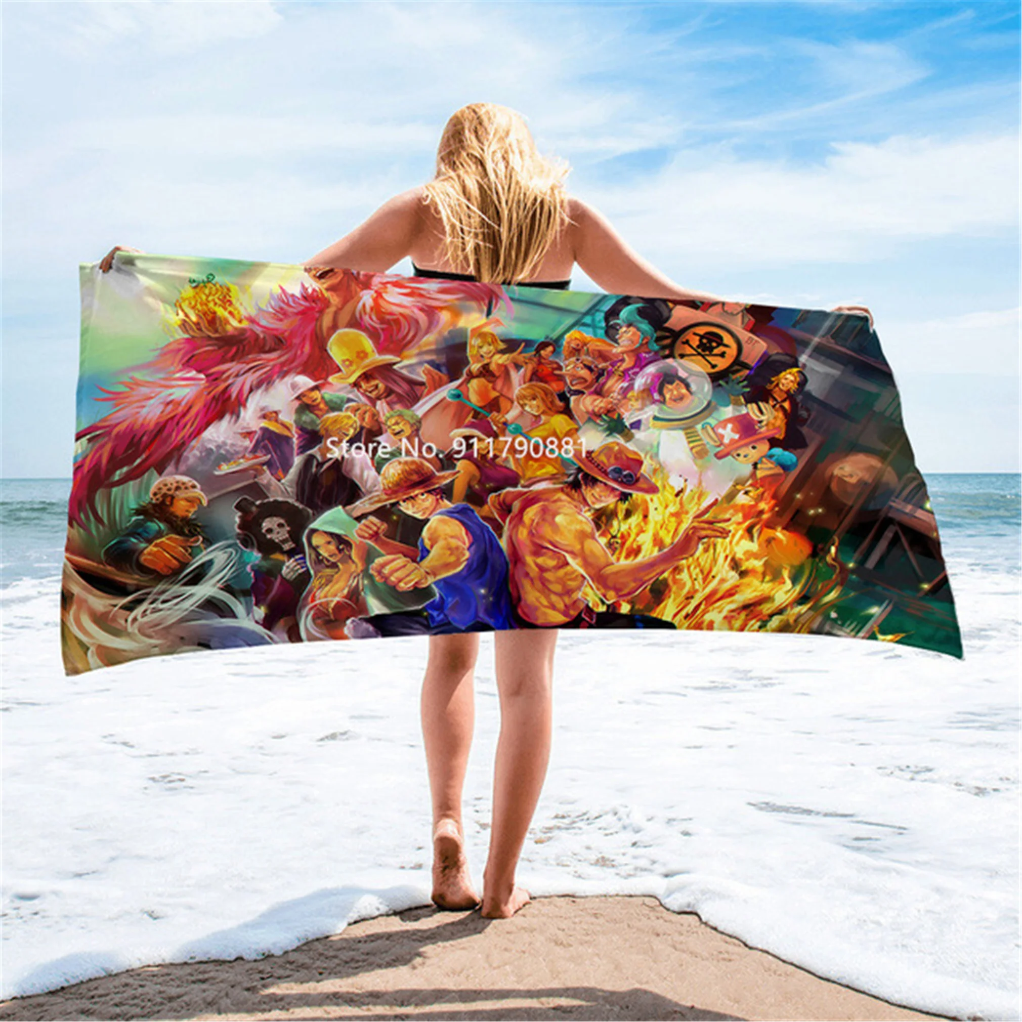

Cartoon 3D Printed Color Printed Microfiber Beach Towel Swimming Surf Bath Towel Camping Blanket Convenient and Practical