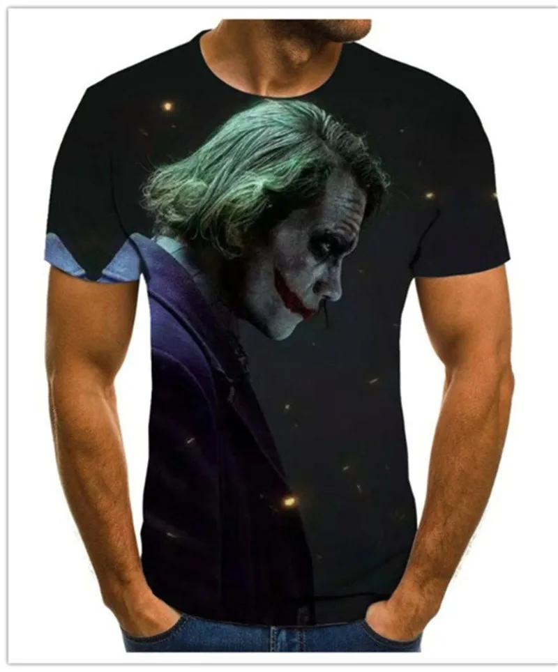 

2021 new clown men's T-shirt cool clown face tops 3D printed fashion short sleeve fun round neck shirt trendy streetwear