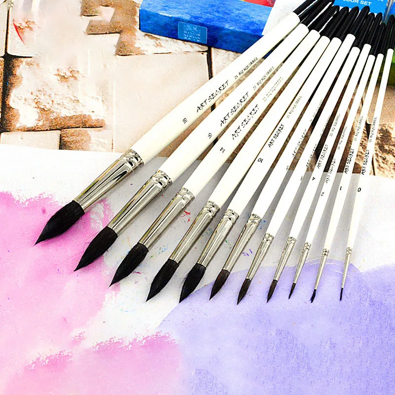 Набор кистей для раскрашивания волос белки с круглой головкой профессиональная